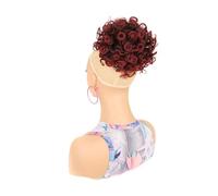 Clip in Claw Chignon Messy Bun Hair Piece for Women Elastic Drawstring Loose Wave Curly Hair Buns Synthetic Ponytail Hair Extensions for Daily Use Tousled Messy Bun Hairpiece(1BTBUG)