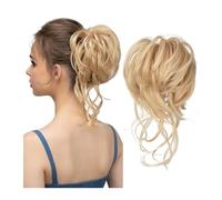 Clip in Claw Chignon Synthetic Messy Bun Elastic Hairpieces Curly Scrunchie Black Blonde Brown Natural Hair Chignon Updo Donut Fake Hair For Women Tousled Messy Bun Hairpiece(Light Honey Blonde)