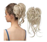 Clip in Claw Chignon Synthetic Messy Bun Elastic Hairpieces Curly Scrunchie Black Blonde Brown Natural Hair Chignon Updo Donut Fake Hair For Women Tousled Messy Bun Hairpiece(Dirty Blonde)