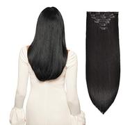 Clip in Extensions Real Hair 120g 7 Pieces Human Hair Clip in Extensions 18 Inch Jet Black #1 Human Hair Extensions Thickened Straight