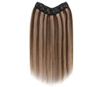 Clip in Extensions Real Human Hair, One Piece 5 Clips Hairpieces Soft Silky Straight,V Shape Invisible Hairs Extension(4P27,16inch 65g)