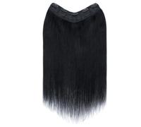 Clip in Extensions Real Human Hair, One Piece 5 Clips Hairpieces Soft Silky Straight,V Shape Invisible Hairs Extension Quick to Wear(Natural Black,16inch 65g)
