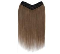 Clip in Extensions Real Human Hair, One Piece 5 Clips Hairpieces Soft Silky Straight,V Shape Invisible Hairs Extension(Light Brown,14inch 55g)