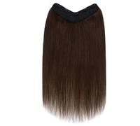 Clip in Extensions Real Human Hair, One Piece 5 Clips Hairpieces Soft Silky Straight,V Shape Invisible Hairs Extension Quick to Wear(Brown,12inch 55g)