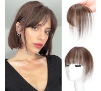 Clip in Fringe,100% Real Human Hair Toppers for Thinning Hair 360° Cover Fringe Clip in Hair Extensions for Women Fake Bangs Daily Wear (Dark Brown, 3D Wispy Bangs)