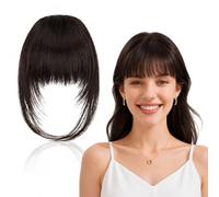 Clip-In Fringe Bangs Hair Extensions, 3D Layered Design Fringe(Brown)