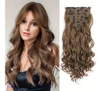 Clip in Hair Extension Hair, 20 inch 130g 7pcs Hair Extensions ClipClip in Chocolate Brown Golden White Black All Colour to Caramel Blonde types Synthetic By Modaleo (Modaleo Style 5-2/30#)