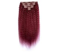 Clip in Hair Extensions 12-24Inch Straight Clip in Real Human Hair Extensions, Wine Red Full Head 7pcs 16clips Straight Human Hair Clip In Extensions for Women Red C,120g/Set-24inch