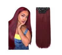 Clip in Hair Extensions 4Pcs/Set 24" Long Straight Thick Hair Piece Synthetic Hair Clip In Hair Extensions for Women 180g Full Head Synthetic Hair Extensions with 11 Clips Human Hair Clip(Bug)