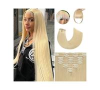 Clip in Hair Extensions #613 Blonde Clip in Hair Extensions Straight Human Hair Extensions Clip In with Bangs 14 18 24 Inch 10Pcs Brazilian Remy Hair Clip in Extensions Human Hair Clip(14inch(140g 10p