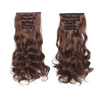 Clip in Hair Extensions 6pcs Synthetic Silky Curly Natural Soft Hairpiece Heat Resistant | Wavy Full Head Synthetic Hair Fibre Tangling Free Long Hair, 145 gram,16 Clips, 22 inches (6#)