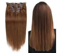 Clip in Hair Extensions, 7pcs 99j Human Hair Red Wine Color Double Weft Silky Straight Natura Thick Silky for Women(#6,14in-35cm-70g)