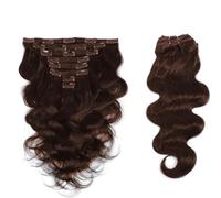 Clip in Hair Extensions 8Pcs 20 Clips Wavy Curly Full Head Clip in on Double Weft Hair Extensions Human Hair for Women - Thick Wavy Hairpieces, Soft Hair & Blends Well Hair Extensions, Brown Color Hum