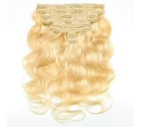 Clip In Hair Extensions blond Real Human Hair Deep Curly Natural for Women,Straight Seamless No Knots And No Shedding 8 Pcs Set(24")