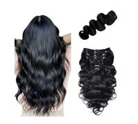 Clip in Hair Extensions Body Wave Clip Ins 8Pcs with 18Clips Body Wave Clip in Hair Double Weft Clip ins Real Human Hair Black Women Clip in Hair Extensions Natural,120g/Set-12 inches