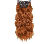 Clip-In Hair Extensions, Dark Red, 20 Inch, High-Temperature Fiber, Wavy Texture, 4 Piece Set, For Quick Style Changes