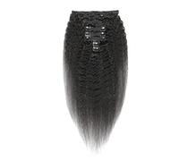 Clip in Hair Extensions Human Hair Kinky Straight 8 Pcs Brazilian Remy HairExtensions for Women Natural Black(24“)