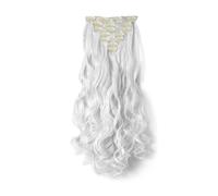 Clip In Hair Extensions Long Wavy 7 PCS, Invisible Clips Thick Hairpieces Soft Full Head Synthetic Fiber for Women, 22 Inch Quick to Wear(1001)