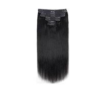 Clip in Hair Extensions Real Human 120g 8pcs Seamless Invisible Remy Per Set with Double Weft #1B Natural Colour for Women Straight 18inch Wear and Go(20inches)