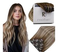 Clip in Hair Extensions Real Human Hair 22in Blonde Ombre #3/8/2