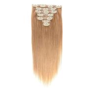 Clip in Hair Extensions, Real Human Remy Hairs Extension for Women, Full Head Dark Blonde Highlights Gold 120g 7 Pcs(22 inch)