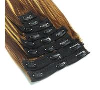 Clip in Hair Extensions Straight Real Human Hairs for Women， 8pcs Per Set with 18 Clips Double Weft(4-27,22inch)