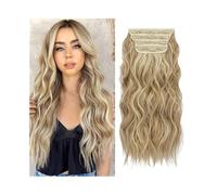 Clip in Hair Extensions Water Wave Clip In Hair Extensions 4Pcs Natural Looking Synthetic Hair Extensions for Women 20" 180g Long Wavy Curly Hair Extension with 11 Clips Human Hair Clip(Natural Blonde