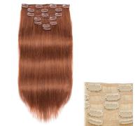 Clip in Hair ExtensionsHuman Hair, Straight Clip on Hair Natural 7pcs with 16Clips Per Set 100G Silky Wig for Women(#30,20INCH/50cm)