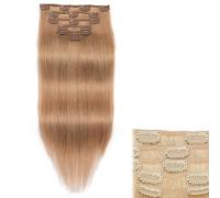 Clip in Hair ExtensionsHuman Hair, Straight Clip on Hair Natural 7pcs with 16Clips Per Set 100G Silky Wig for Women(#18,20INCH/50cm)