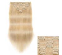 Clip in Hair ExtensionsHuman Hair, Straight Clip on Hair Natural 7pcs with 16Clips Per Set 100G Silky Wig for Women(#613,20INCH/50cm)