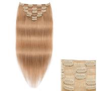 Clip in Hair ExtensionsHuman Hair, Straight Clip on Hair Natural 7pcs with 16Clips Per Set 100G Silky Wig for Women(#27,20INCH/50cm)