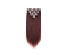 Clip in Hair pieces Extensions 12-22 Inch Clip In Hair Extension Real Human Hair Seamless Double Weft Clip In Hair Extensions Wine Red For Women Hair Extensions Clip in(16inches)