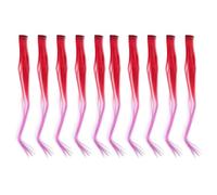 Clip In Hairpiece 10pcs Colored Gradient Long Straight Synthetic Hair Extensions For Cosplay Party Halloween Styling (Dark Red Gradient Purple)