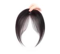 Clip in Human Hair French Bangs Extension Fake Fringe, Real Human Hair 360° Thi Fake Bangs with For Women Wispy Pieces Cover