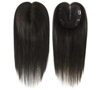 Clip in Human Hair Topper, Human Hair 30Cm/12Inch Long Straight Hair Pieces with 4 Non-Slip Clips for Women with Thinning Hair(#1B 12inch)
