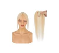 Clip in Middle-parted Bangs Real Human Hair Toppers 360°3D Cover Hair pieces for Women French Bangs for Daily Wear Adds Volume(Bleach Blonde)