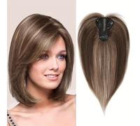 Clip In Natural Synthetic Fringe Hair Pieces, Synthetic Invisible Fake Bangs, Middle Part Hair Extension Topper For Women (6AH24)