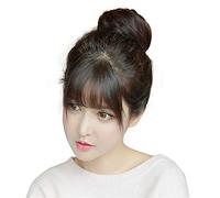 Clip In On 100% Real Human Bun Scrunchie Chignon Updo Cover Extension Small Size 1PC(Dark Brown)