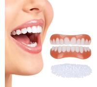 Clip in Veneers Teeth 1 Pair Instant Perfect Smile Veneers Dentures Top and Bottom, False Teeth Veneers Temporary Dentures Silicone Cover The Bad Teeth for Women and Men