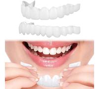 Clip in Veneers Teeth, 1 Pairs Snap on Veneers False Teeth, Top and Bottom Dentures, Smile Natural Shade Covers Braces Fake Teeth for Men Women with Bad Teeth