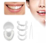 Clip in Veneers Teeth, 2 Pairs Snap on Veneers False Teeth, Top and Bottom Instant Veneers Dentures, Smile Natural Shade Fake Teeth Veneers for Men Women Teeth Whitening Cover Imperfect Teeth
