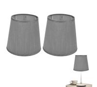 Clip LampShades Set of 2, Small Lamp Shade Chandelier Shades Mini Lamp Shade Clip on Bulb Lampshade Light Shades for Lamps Barrel Fabric Lampshade for Table Lamp and Floor(Grey)