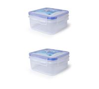 Clip Lock Lid Square Plastic Food Storage Container Sandwich Lunch Box 750ml (2)