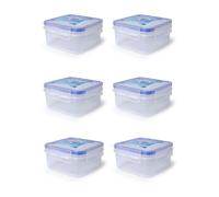 Clip Lock Lid Square Plastic Food Storage Container Sandwich Lunch Box 750ml (6)