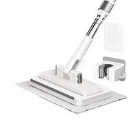 Clip Mop - ABS Stainless Steel 16 x 135 cm | Non-Contact Clamping Device with 2 Reusable Microfibre Cloths, Dry Wet Mop, Lazy Mop for Home, Bathroom, Living Room, Floor, Parquet, Tiles, Laminate, S