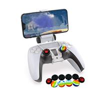 Clip Mount for Ps5 Controller, Adjustable Phone Clamp Bracket Holder Stand for Playstation 5 Dualsense Wireless Controller (with 10pcs Ps5 Controller Joystick Caps)