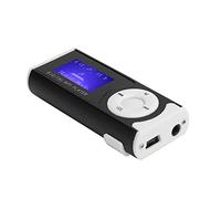 Clip MP3 Player, Digital Lossless Music Player, Portable Sports MP3 Flashlight Mini BackClip LCD Mini Screen Music Media Player (Black)