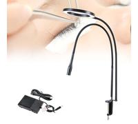 Clip Nail Art Table Light Gooseneck Lamp, 5W LED Lash Light with Foot Pedal Switch, G-Type Clamp Up To 7.5Cm, Curing Time 1-3S, Spot Size Adjustment, Portable Nails Eyelash Dryer,Black