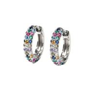 Clip on 80s Earrings Women's Small Hoop Earrings Fashion Gold Plated Lightweight Cubic Zirconia Block Cartilage Earrings Women's Gold Jewelry Jasmine Earrings (White, One Size)