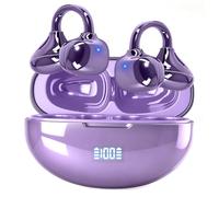 Clip on AI Translation Bluetooth Earbuds 144 Language Translation Headphones 4-in-1 Translator Headsets，50H play，Sports Bone Conduction Earphones Suitable for Small Ears and Eyeglass Wearers (Purple)